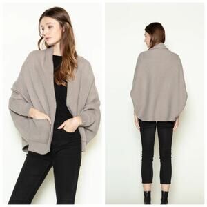 Anthropologie Look By M Every Day Cape Cardigan Gray Open Front Pockets - OSFM
